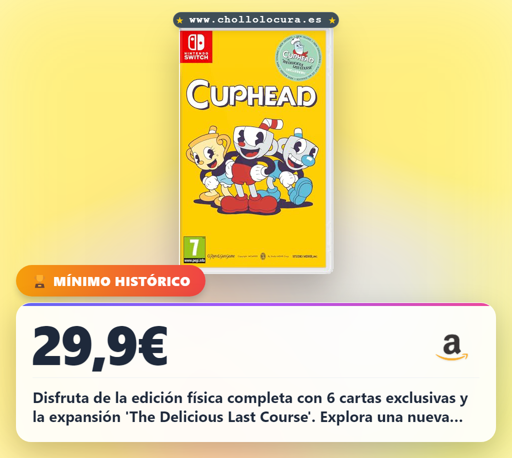 Aprovecha la edición física de Cuphead con 6 cartas exclusivas y la expansión The Delicious Last Course al mejor precio