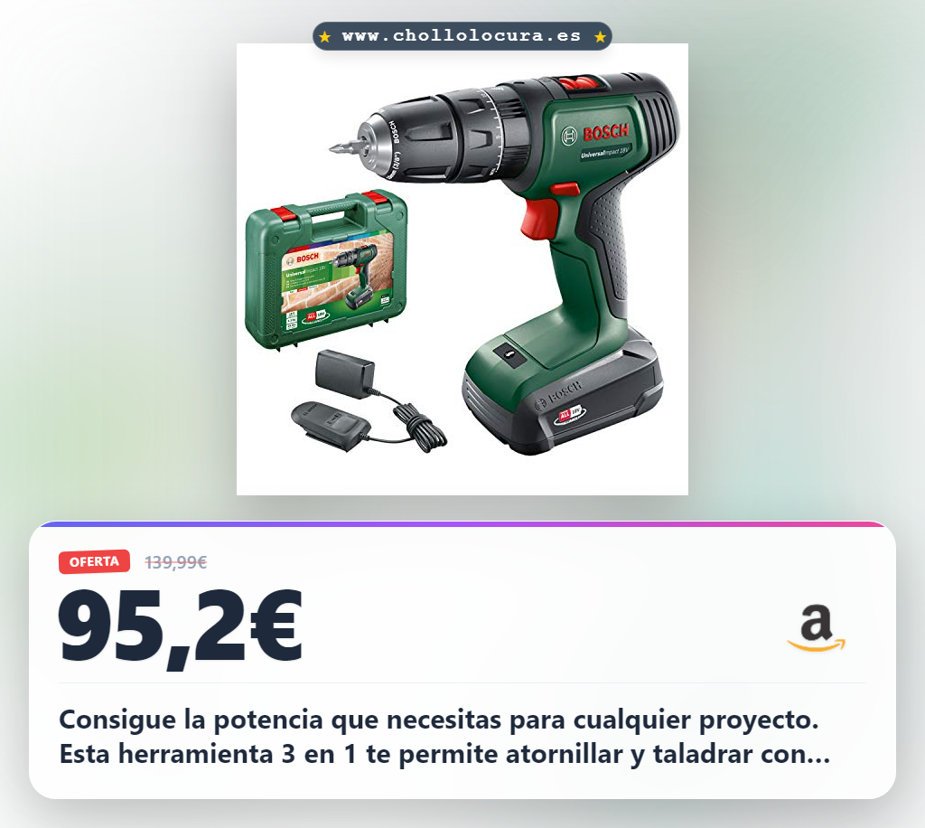 Consigue el taladro atornillador Bosch UniversalImpact 18 con batería en oferta histórica