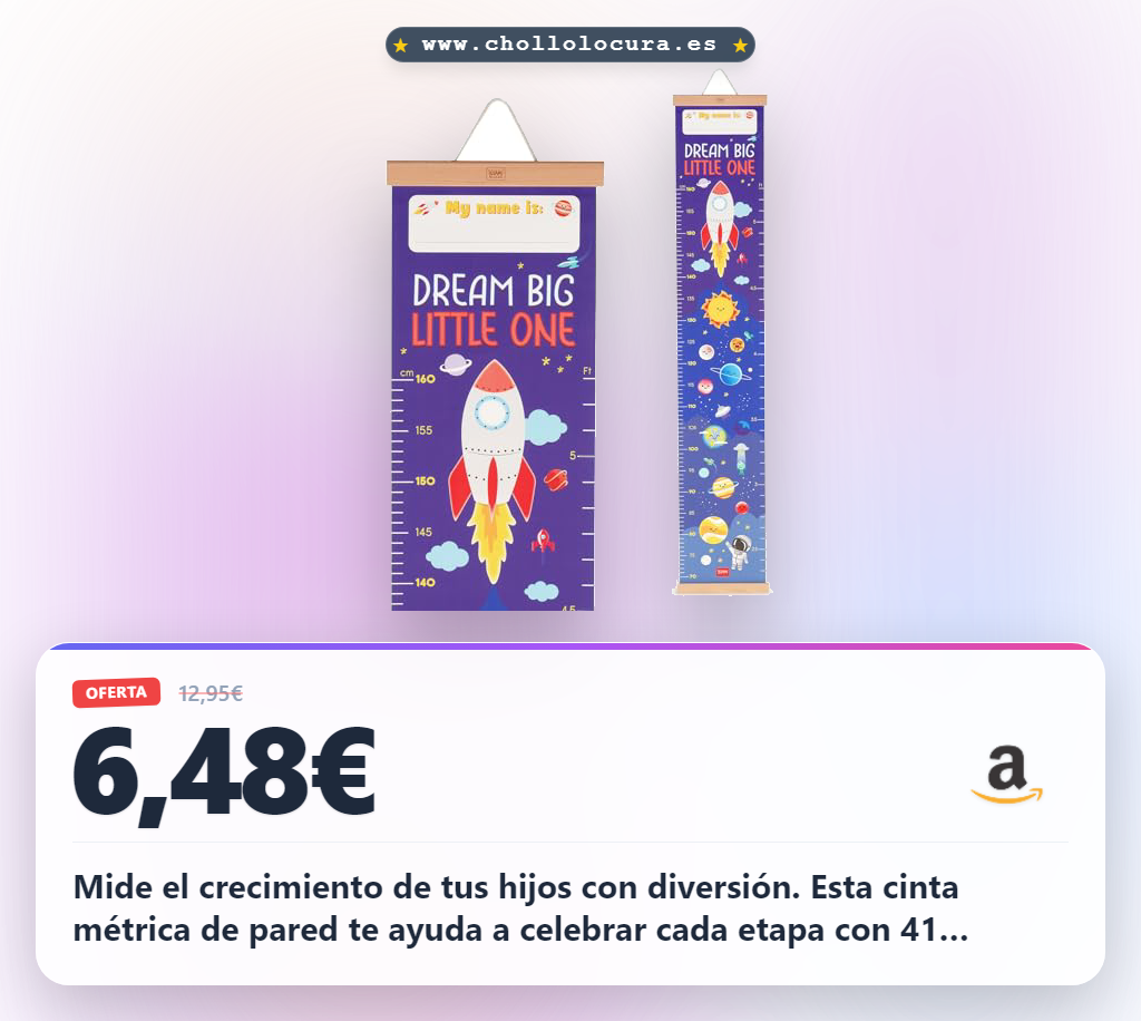 Aprovecha el metro de pared Dream Big Little One Space para medir la altura de los niños hasta 160 cm en oferta