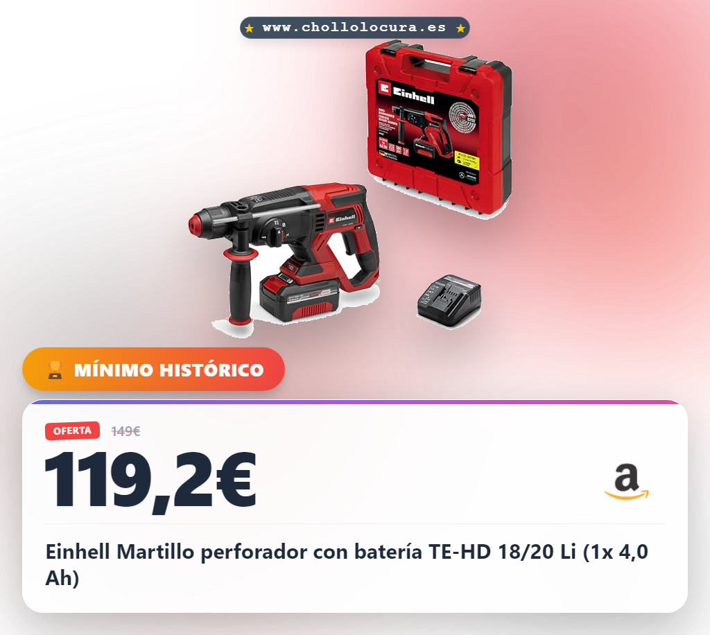 Einhell Martillo perforador con batería TE-HD 18/20 Li (1x 4,0 Ah)