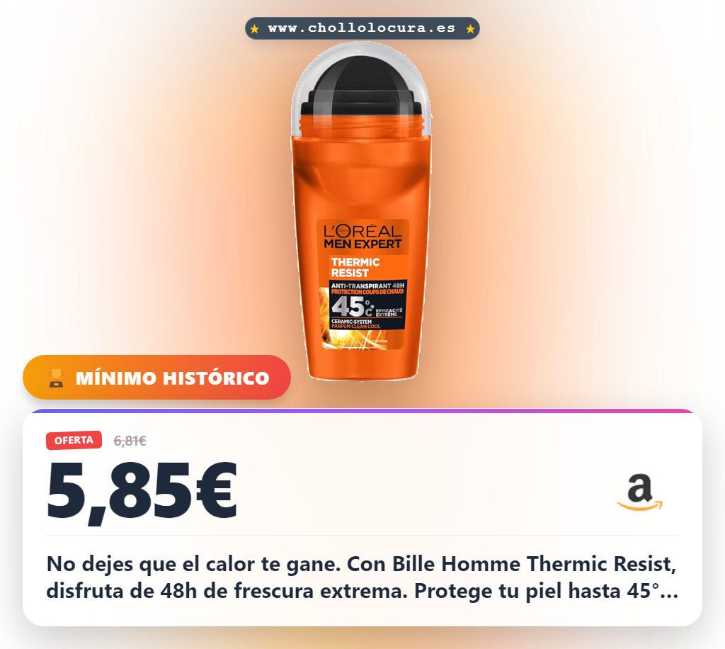 Adquiere Antitranspirante Bille Homme Thermic Resist: 48h de frescura y protección al mejor precio de chollo.