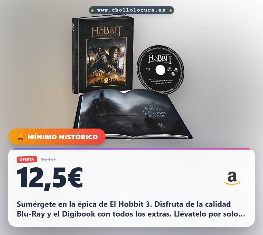 Consigue El Hobbit 3: La Batalla De Los Cinco Ejércitos Blu-Ray Digibook al mejor precio en oferta