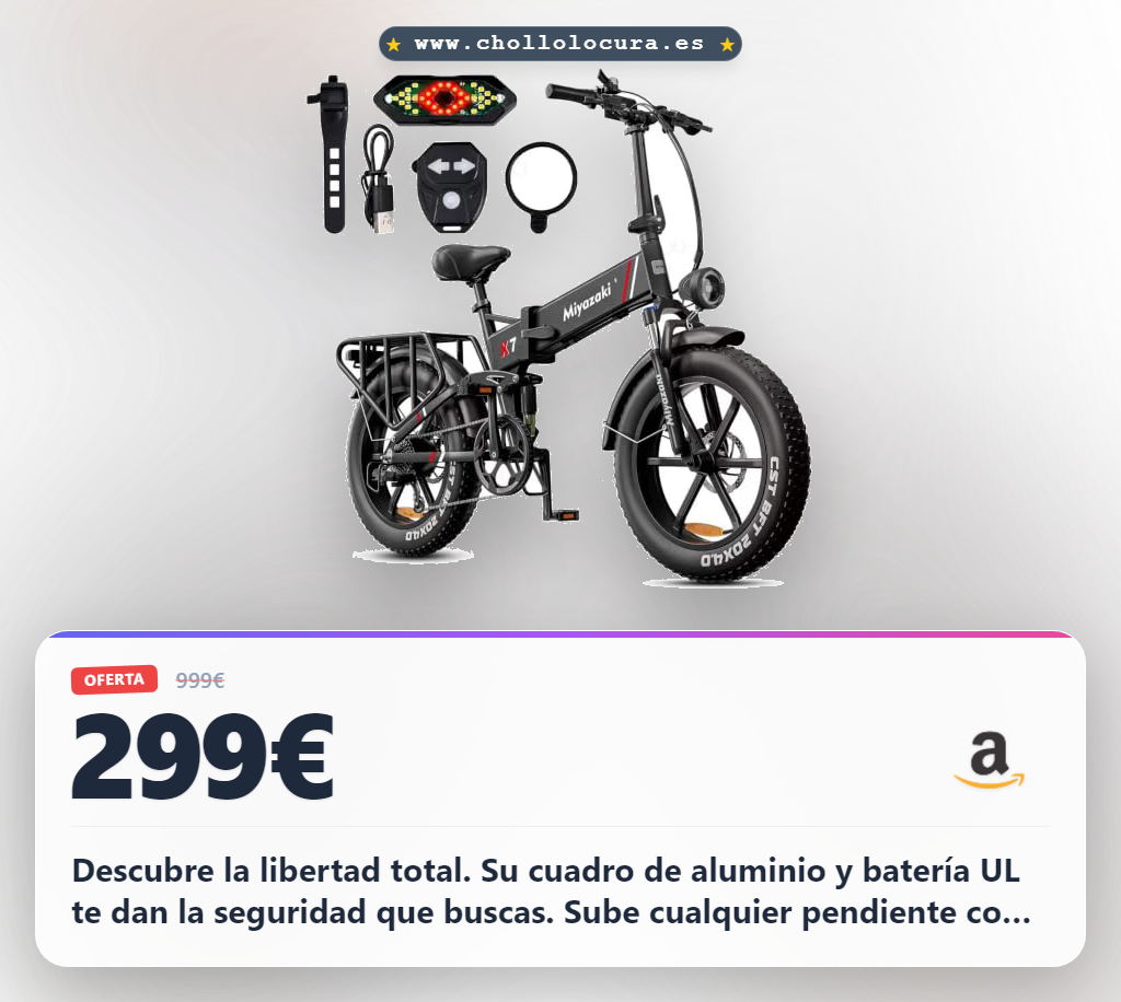 Disfruta la bicicleta eléctrica plegable Miyazaki X7: potencia 80Nm y neumáticos Fat Tire al mejor precio.