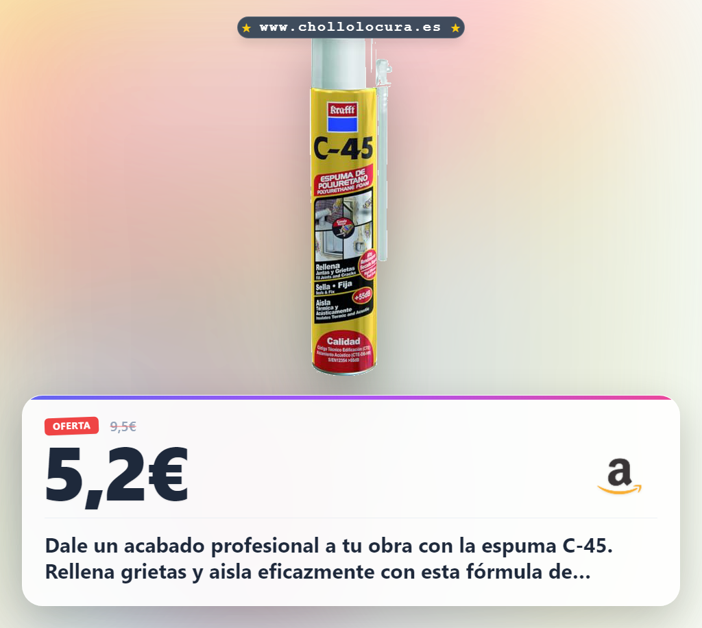 Aprovecha la Espuma Poliuretano Krafft C-45 Profesional de 750 ml en color amarillo al mejor precio
