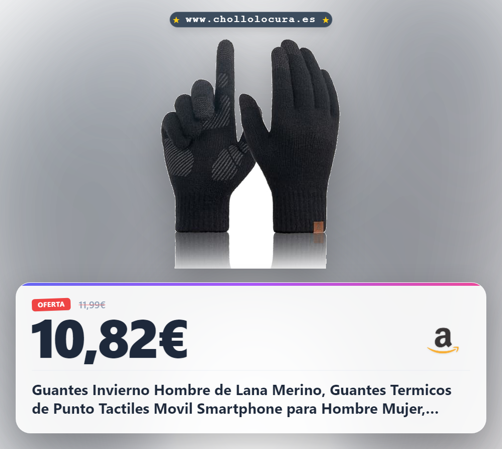 Guantes Invierno Hombre de Lana Merino, Guantes Termicos de Punto Tactiles Movil Smartphone para Hombre Mujer, Tejido Cálido Suave Ideal para Senderismo Bicicleta Deporte Correr Aire Libre - Negro L