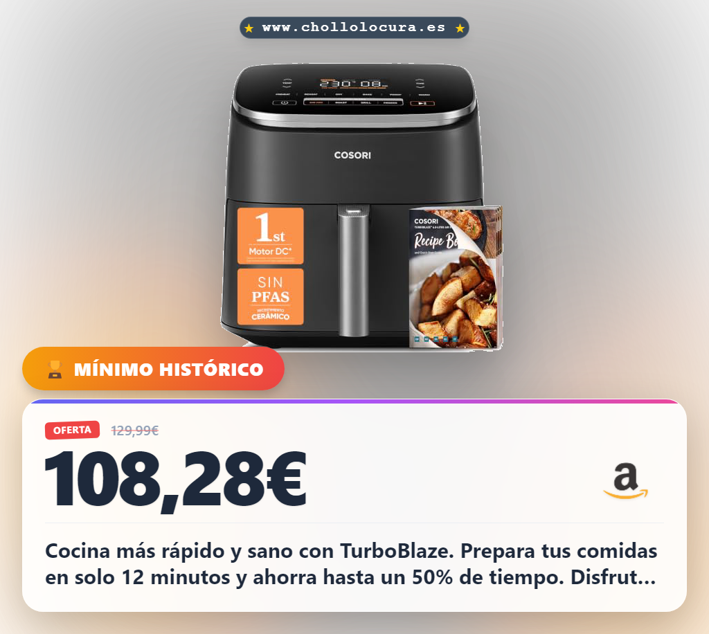 Aprovecha la freidora de aire TurboBlaze 6L: cocina 46% más rápido y sin aceite al mejor precio
