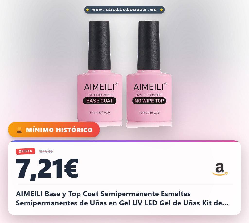 AIMEILI Base y Top Coat Semipermanente Esmaltes Semipermanentes de Uñas en Gel UV LED Gel de Uñas Kit de Esmaltes de Uñas Kit de Manicura Soak off Manicura y Pedicura 2 x 10ml