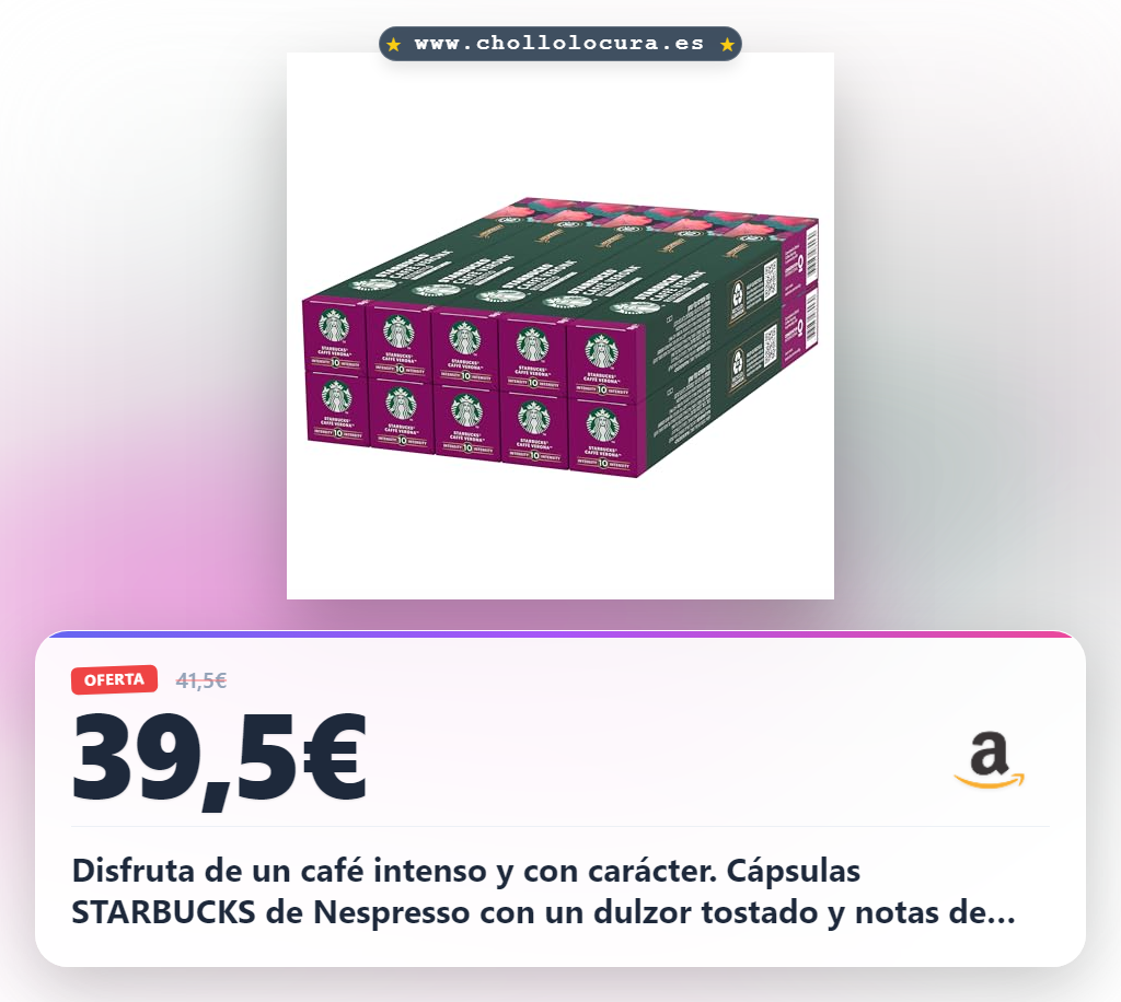 Aprovecha las cápsulas de café Starbucks Nespresso Caffè Verona tueste intenso con sabor a cacao