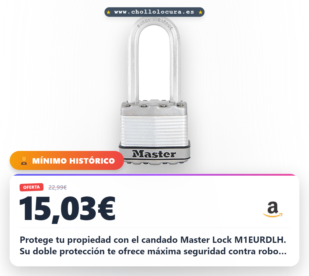Aprovecha este candado Master Lock M1EURDLH para exterior e interior con doble protección y alta seguridad al mejor precio