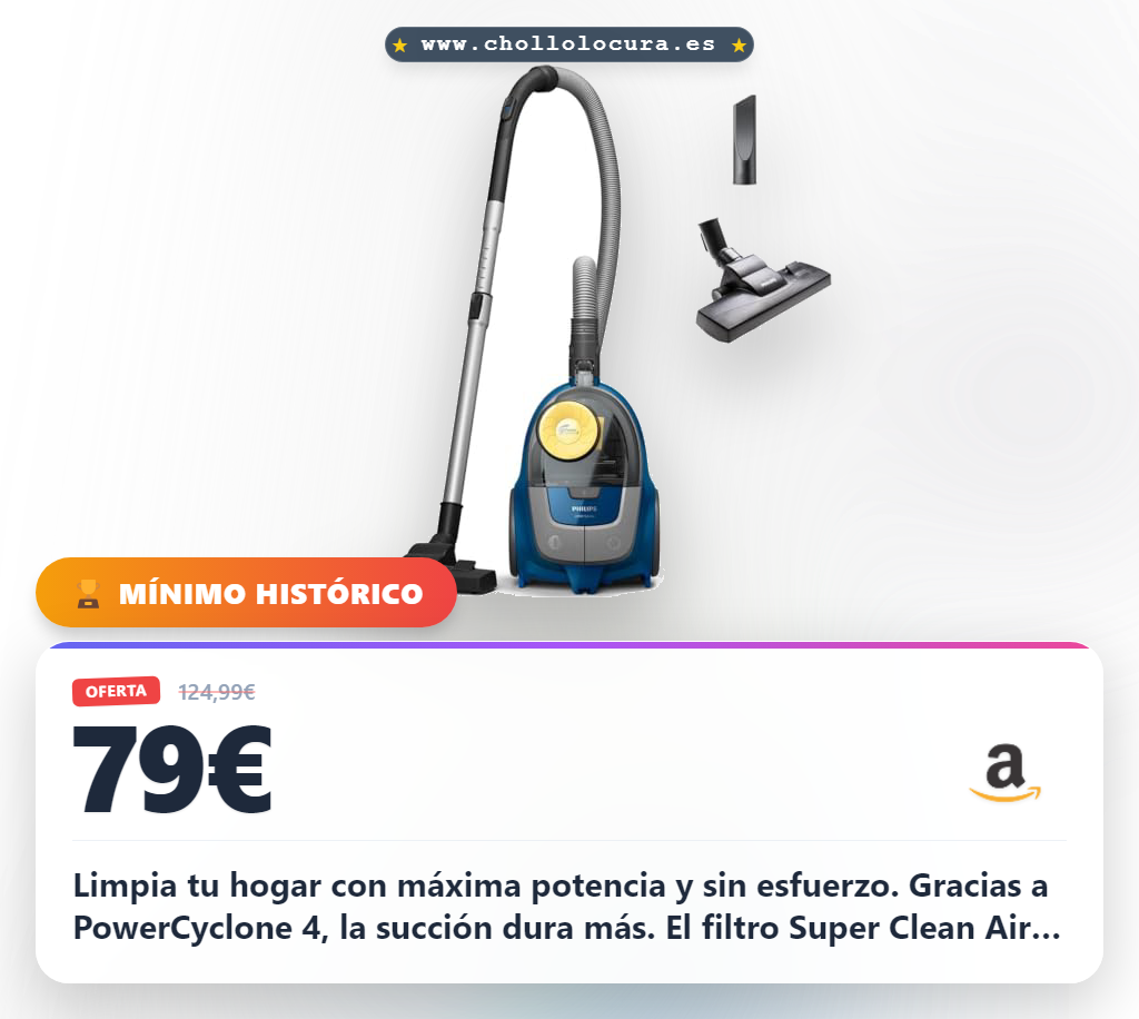 Logra la limpieza perfecta con aspiradora Philips Serie 2000, PowerCyclone 4 y filtro Super Clean Air en oferta