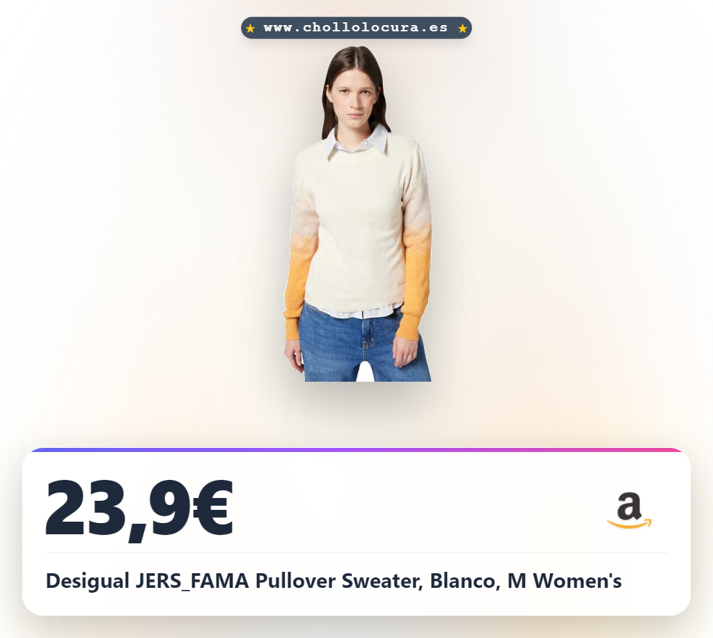 Desigual JERS_FAMA Pullover Sweater, Blanco, M Women's
