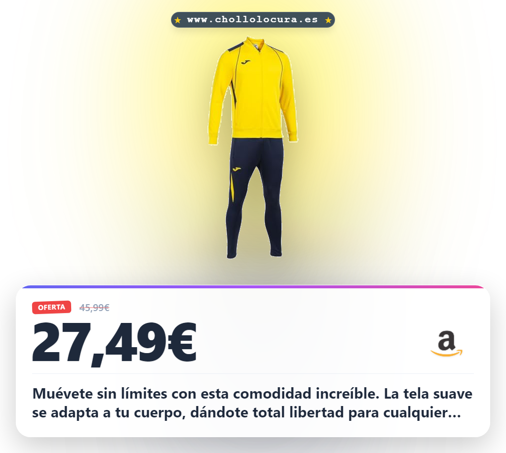 Aprovecha este Joma Chándal championship vii amarillo marino para disfrutar de comodidad y libertad de movimiento al mejor precio