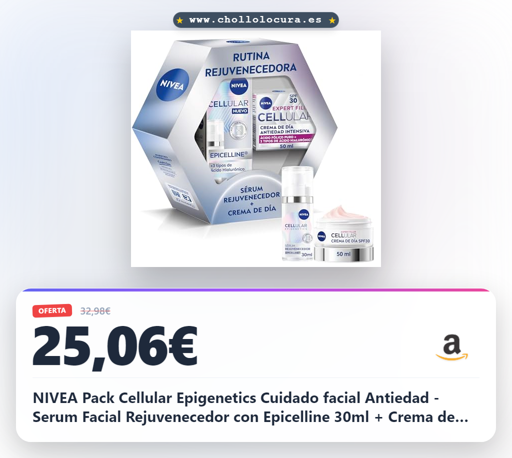 NIVEA Pack Cellular Epigenetics Cuidado facial Antiedad - Serum Facial Rejuvenecedor con Epicelline 30ml + Crema de Día FP30 - Revierte la Edad de la Piel