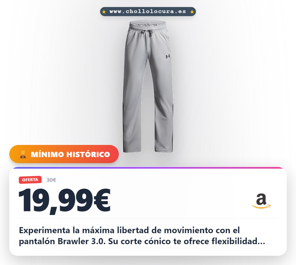 Aprovecha el pantalón cónico Under Armour Brawler 3.0 gris y negro YSM en oferta histórica