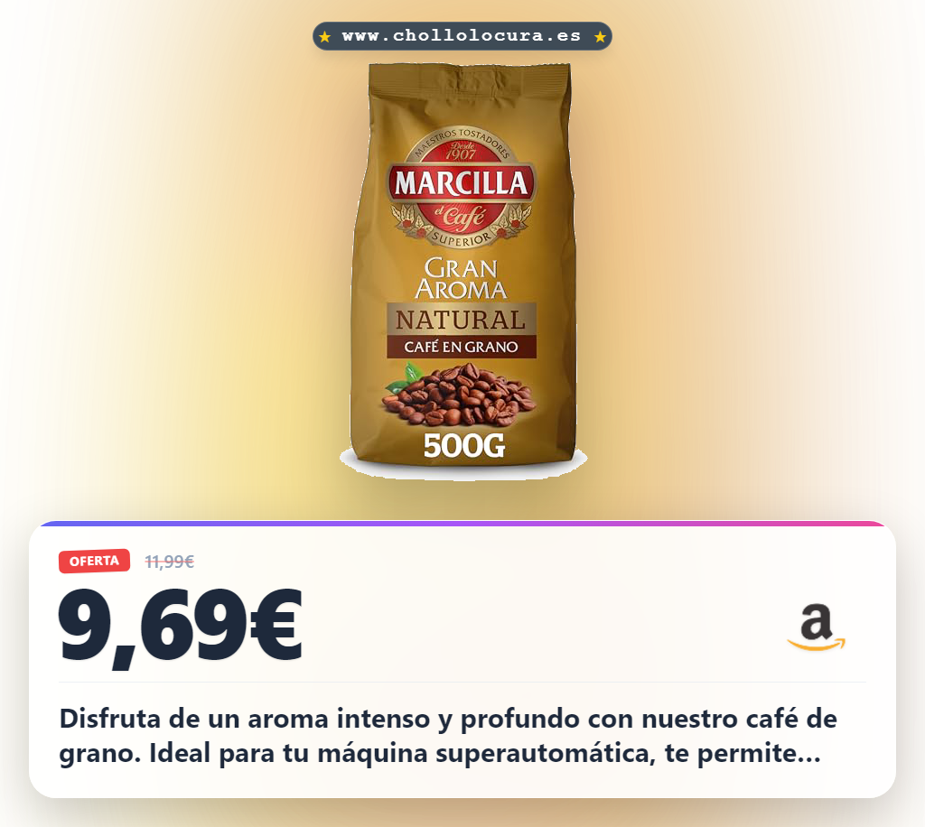 Aprovecha el café en grano Marcilla Gran Aroma 500g tueste natural y orgánico intenso