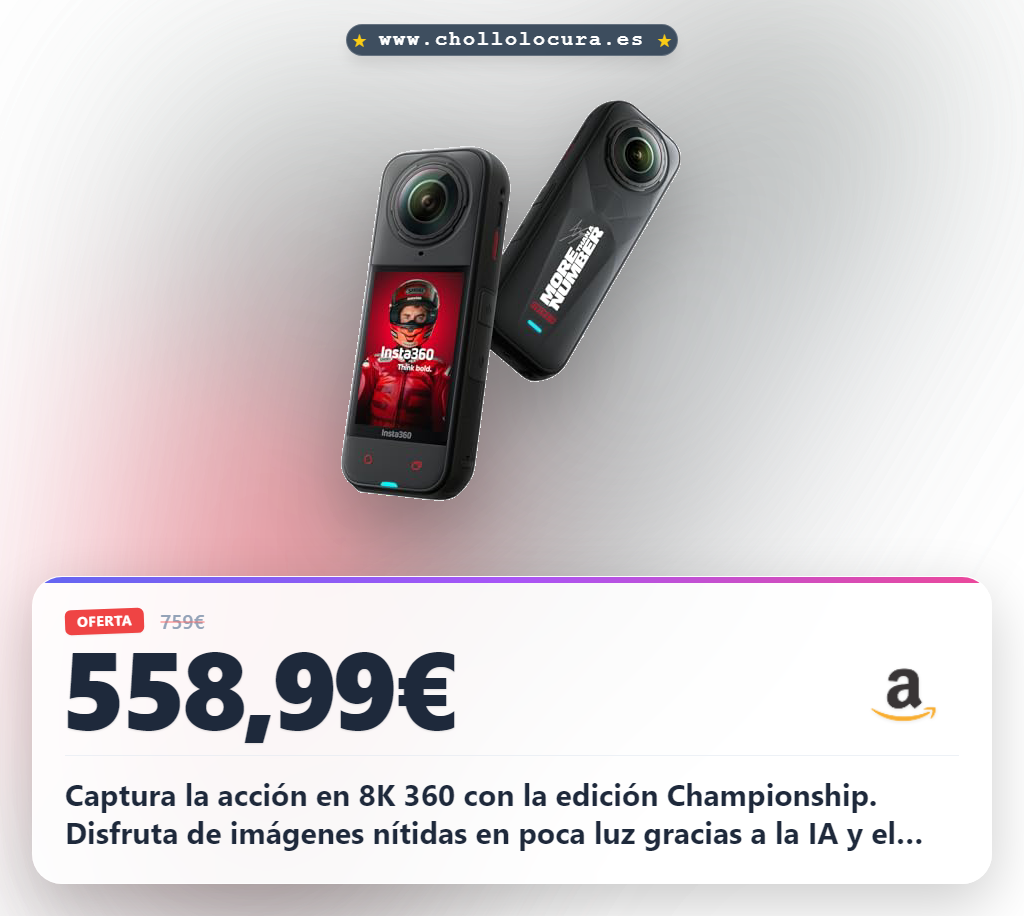 Consigue la Insta360 X5 MM93 2025 Championship Edition 8K 360 con selfie stick invisible y lentes reemplazables al mejor precio