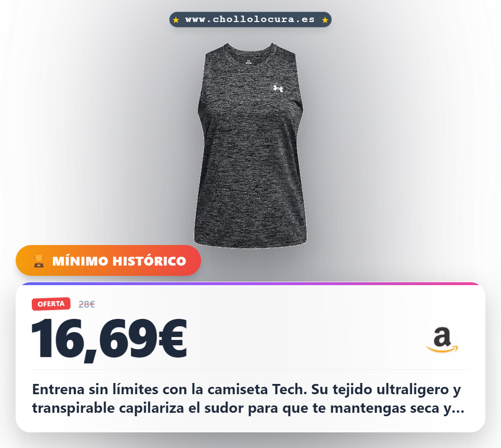 Aprovecha la camiseta Under Armour Tech Tank sin mangas para mujer con tejido de secado rápido y material reciclado en oferta