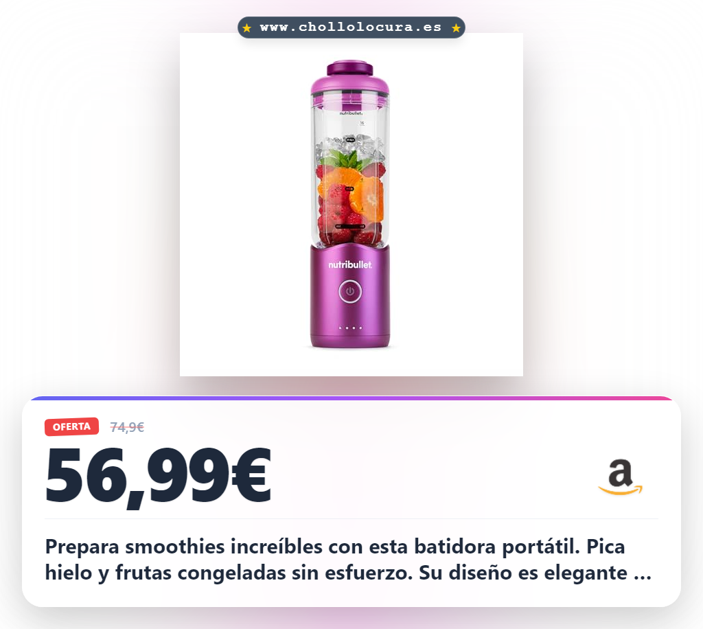Aprovecha la batidora portátil Nutribullet Flex 590ml para smoothies con hielo y frutas congeladas al mejor precio