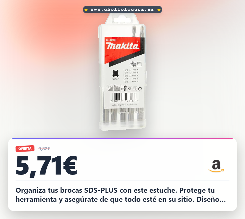 Aprovecha el estuche de brocas SDS-PLUS Standmak Makita D-00795 al mejor precio en oferta