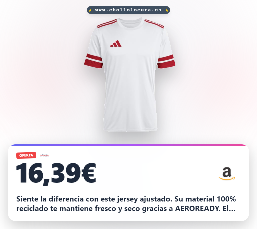 Consigue el Jersey adidas Hombre Squadra25 Short Sleeve White/Red en oferta al mejor precio. Ajustado y reciclado.