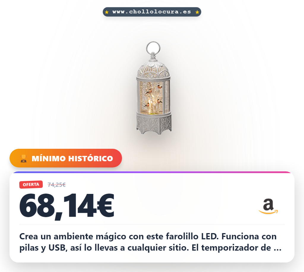 Obtén el farolillo LED blanco para interior con temporizador de 5 horas y batería al mejor precio del año en oferta histórica al instante