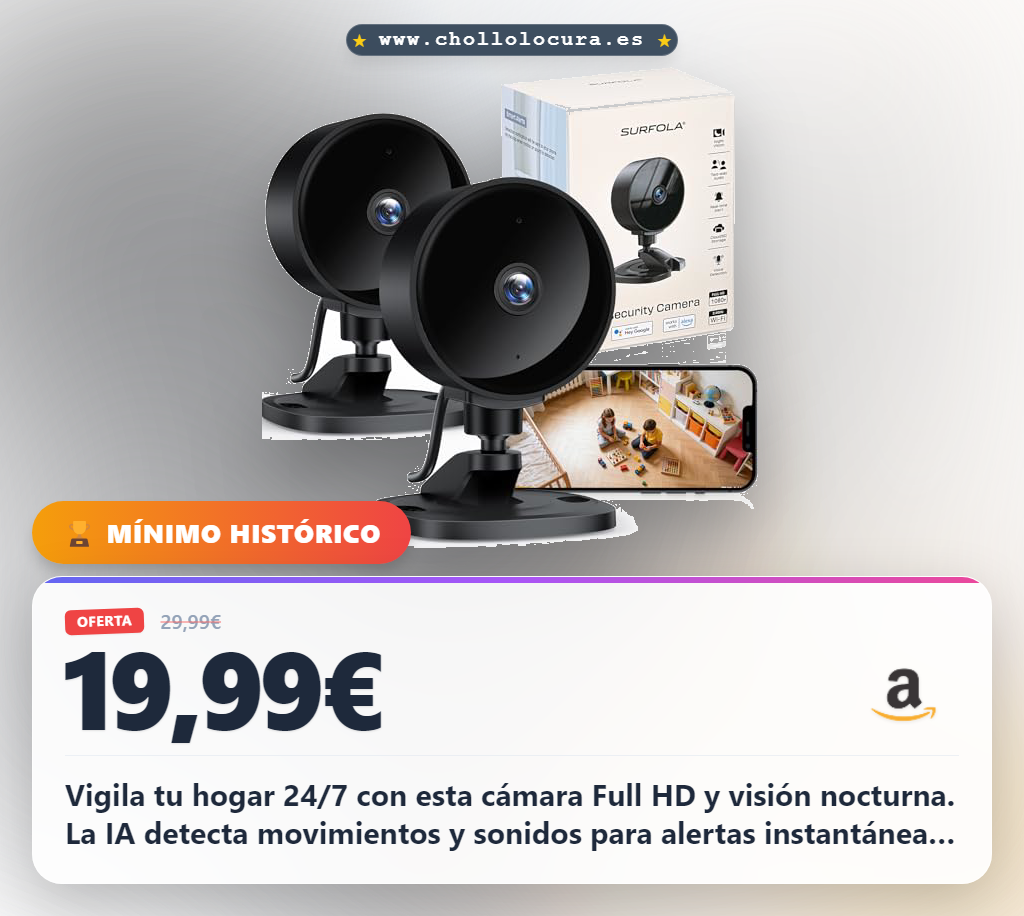 Aprovecha esta cámara WiFi 1080P con IA para Bebés y Mascotas en oferta histórica con visión nocturna