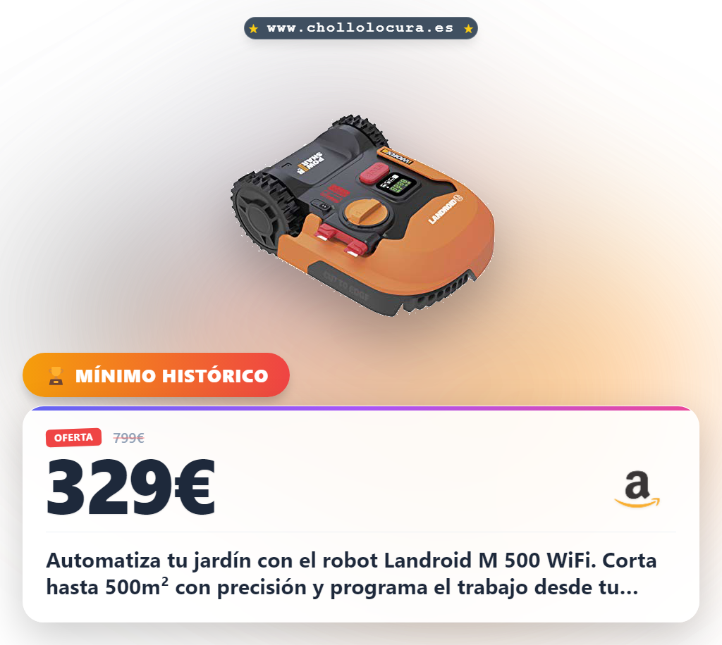 Aprovecha el robot cortacésped WORX Landroid M 500 WiFi para automatizar tu jardín al mejor precio