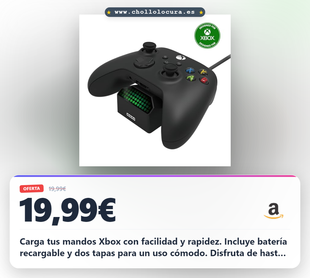 Consigue la base de carga individual para Xbox Series X|S/Xbox One con batería recargable al mejor precio