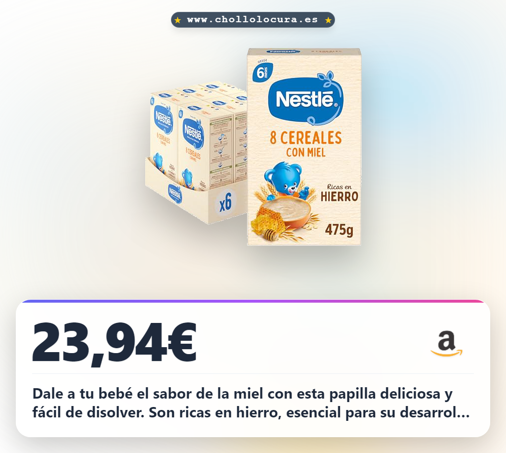 Disfruta la papilla de miel Nestlé con hierro para el desarrollo cognitivo a precio de chollo y en oferta histórica