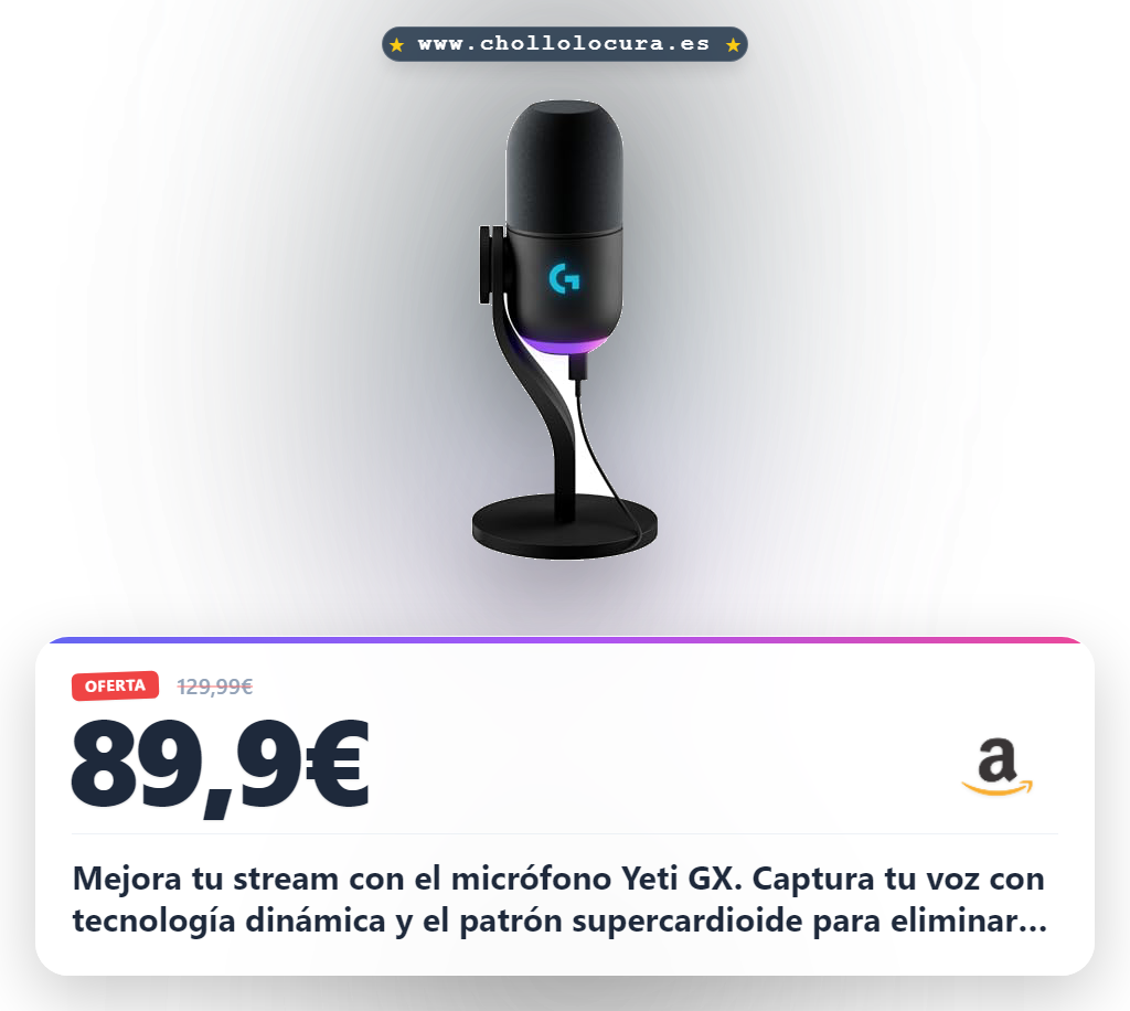 Consigue el micrófono Logitech G Yeti GX RGB con LIGHTSYNC para gaming y streaming al mejor precio