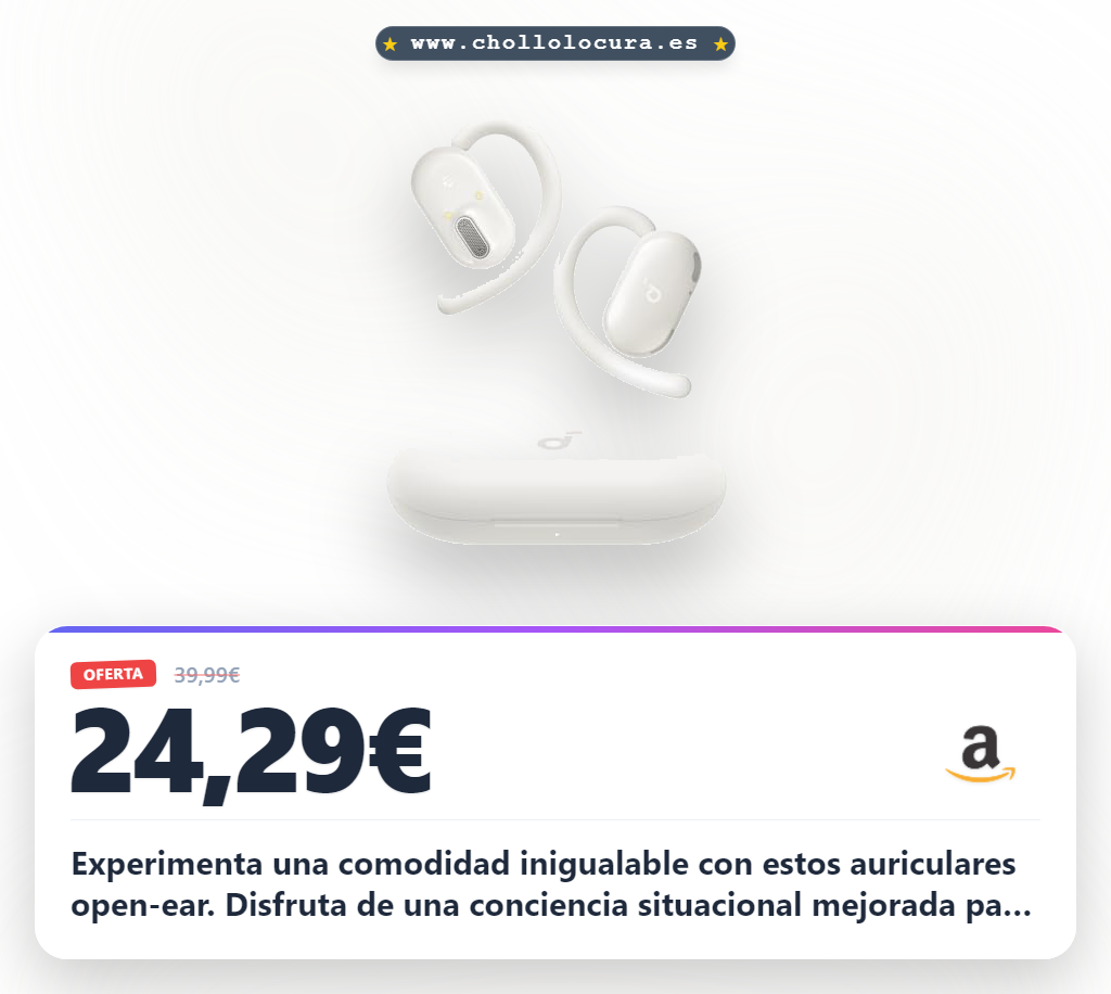 Disfruta la comodidad open-ear de los Soundcore V20i con graves contundentes y llamadas nítidas para toda tu vida