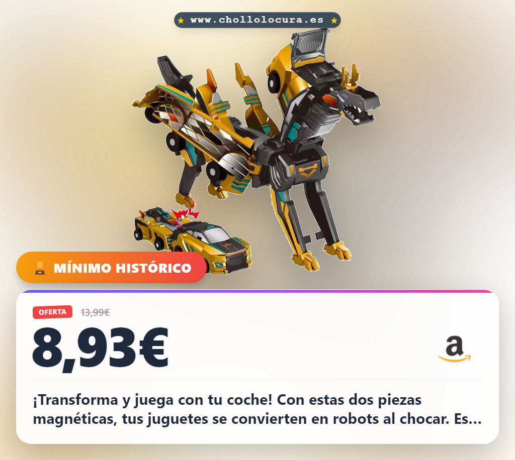 Aprovecha este coche Transformers con deformación magnética para niños y niñas en oferta histórica