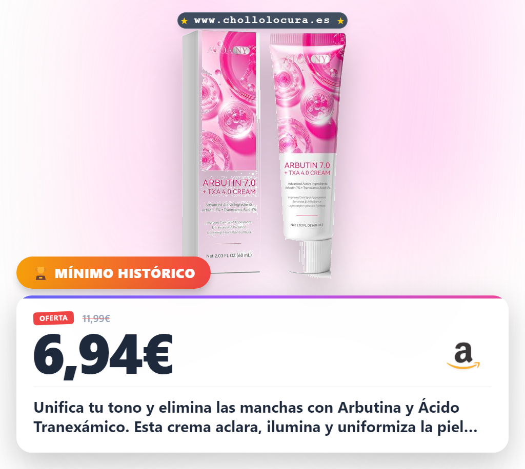 Aprovecha esta crema facial antiedad con Arbutina y Ácido Tranexámico para unificar el tono y conseguir una piel radiante al mejor precio