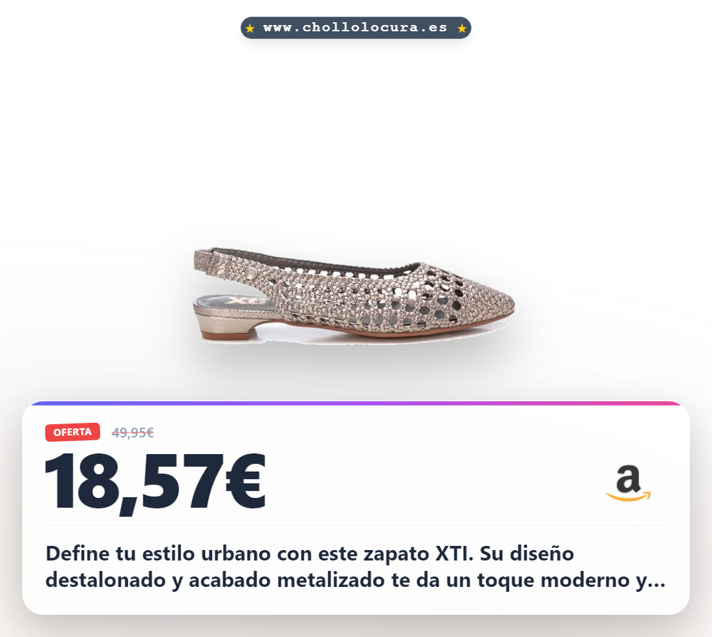 Consigue el zapato mujer XTI de trenzado metalizado y vegano. Comodidad y estilo urbano a precio de chollo.