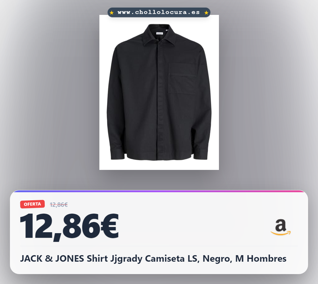 JACK & JONES Shirt Jjgrady Camiseta LS, Negro, M Hombres