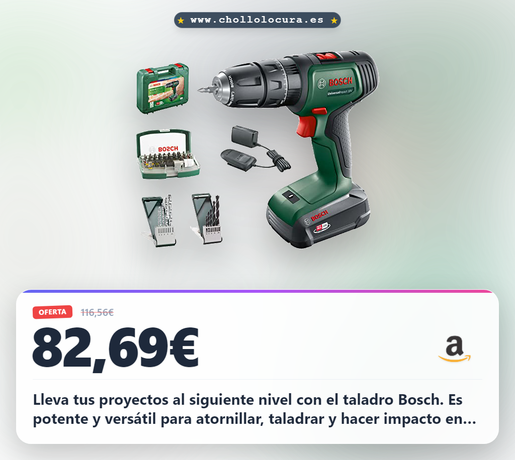 Aprovecha el martillo taladrador inalámbrico Bosch UniversalImpact 18V para madera y metal en oferta histórica