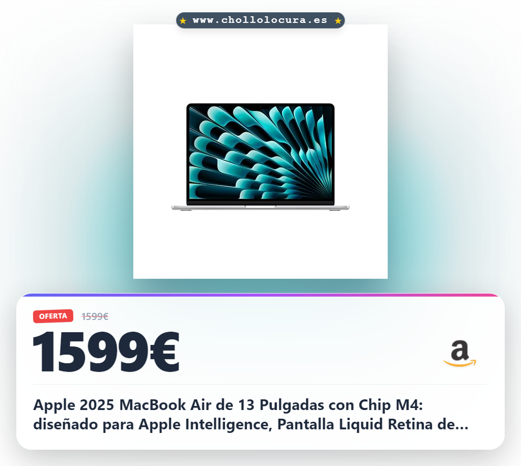 Apple 2025 MacBook Air de 13 Pulgadas con Chip M4: diseñado para Apple Intelligence, Pantalla Liquid Retina de 13,6 Pulgadas, 24 GB de Memoria unificada, 512 GB SSD, Teclado portugués; Plata