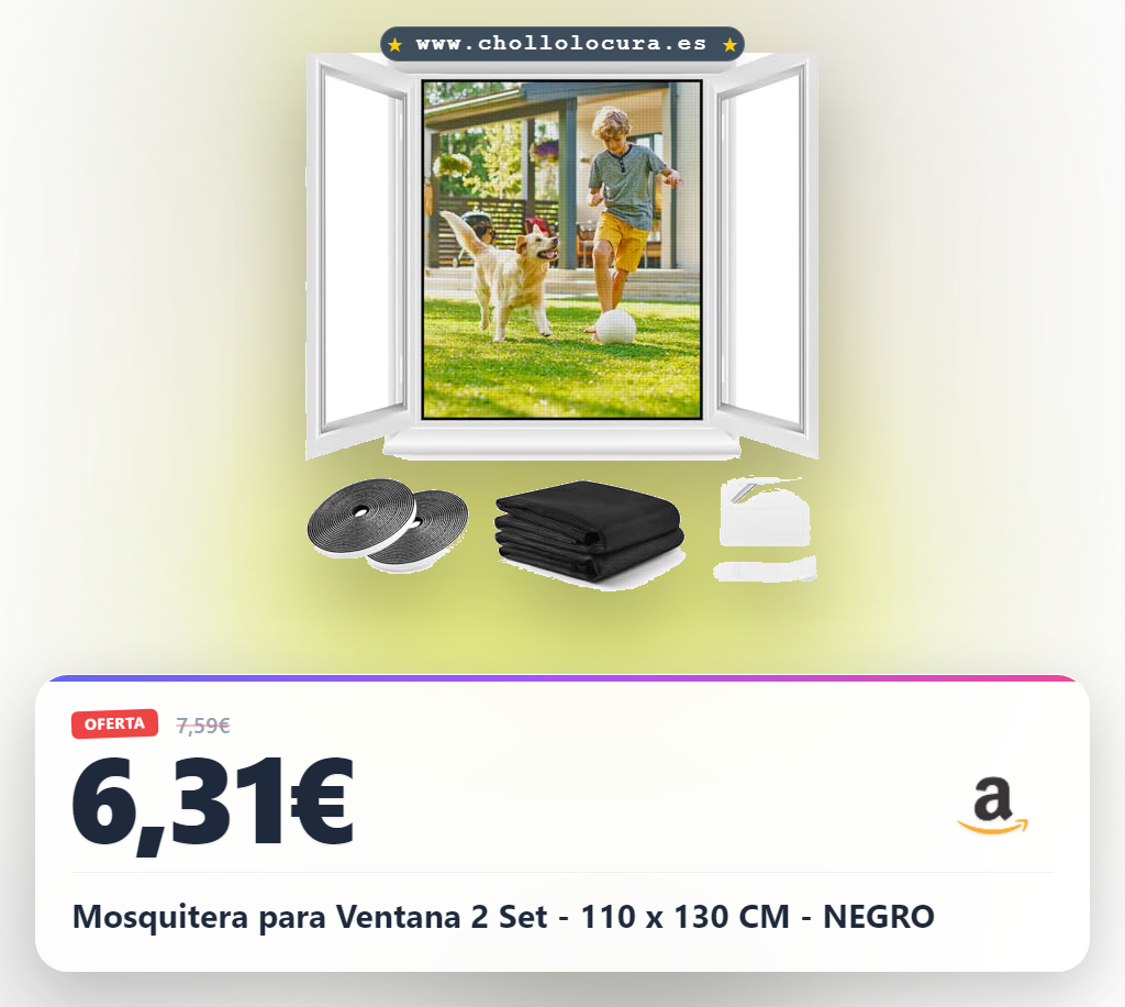 Mosquitera para Ventana 2 Set - 110 x 130 CM - NEGRO