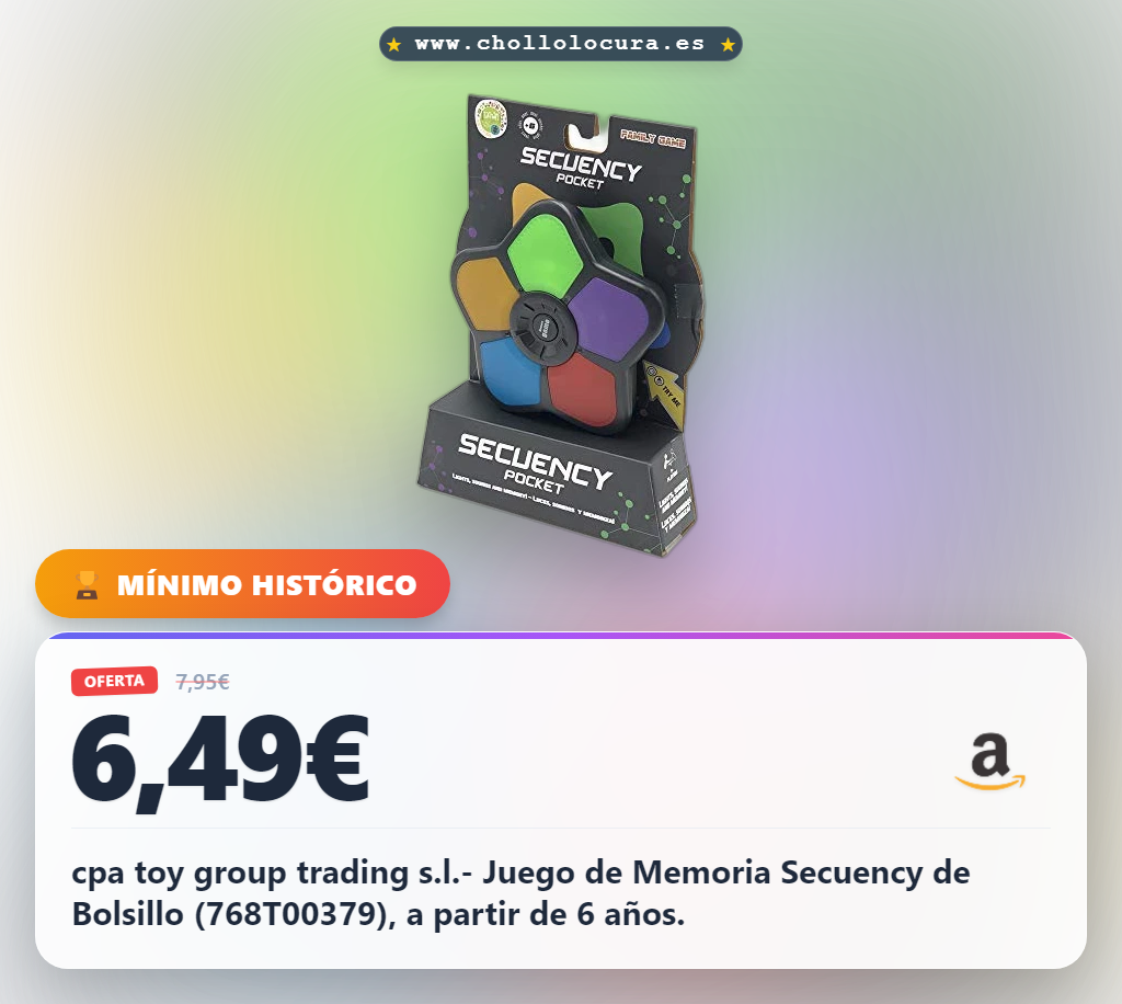 Descubre el Juego Secuency Pocket de memoria con luces y sonidos a precio de chollo para niños.