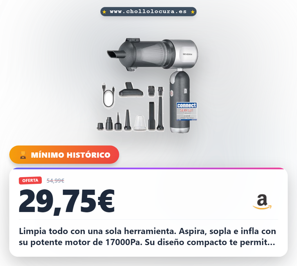 Aprovecha este aspirador soplador inflador 3 en 1 Severin potente con 17000Pa al mejor precio de oferta