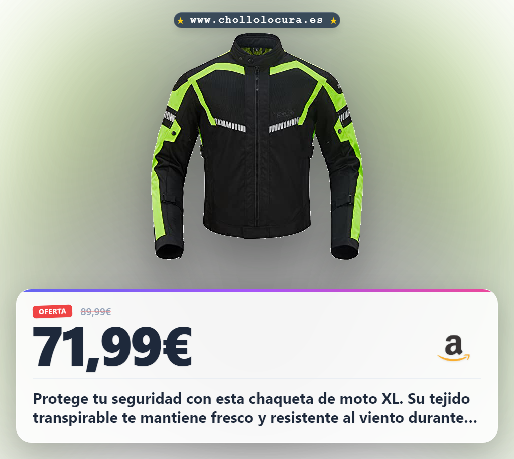 Aprovecha la chaqueta de moto para hombre XL. Respirable, resistente al viento y con 5 protecciones de alto brillo al mejor precio