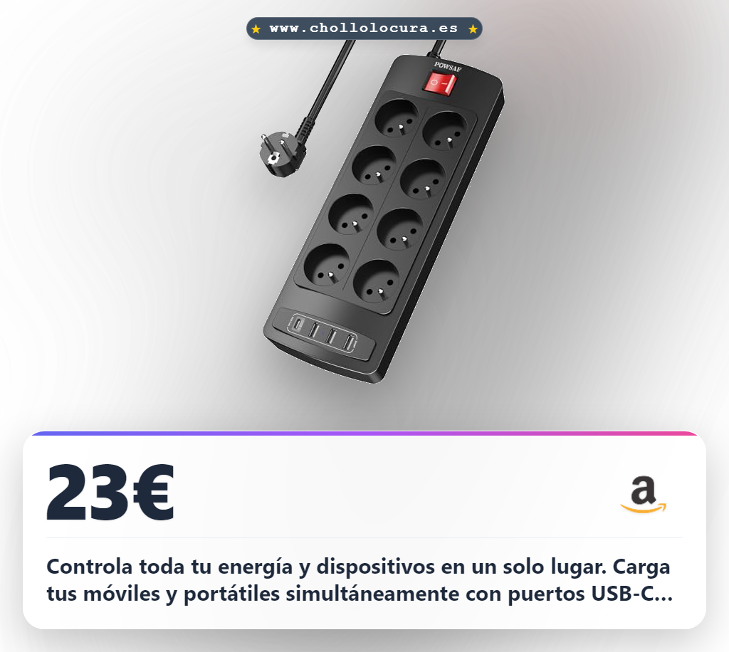 Consigue la regleta de enchufes 12 en 1 con 8 enchufes y 4 puertos USB para el hogar al mejor precio en oferta histórica al zzz