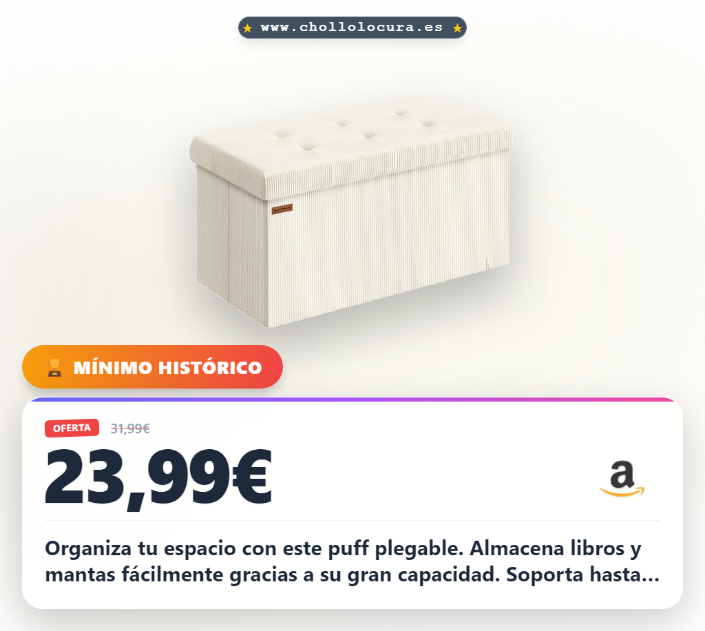 Organiza tu espacio con este puff plegable. Almacena libros y mantas fácilmente gracias a su gran capacidad. Soporta hasta 300 kg y es perfecto como reposapiés o mesa de café. Un diseño elegante que se adapta a cualquier rincón.