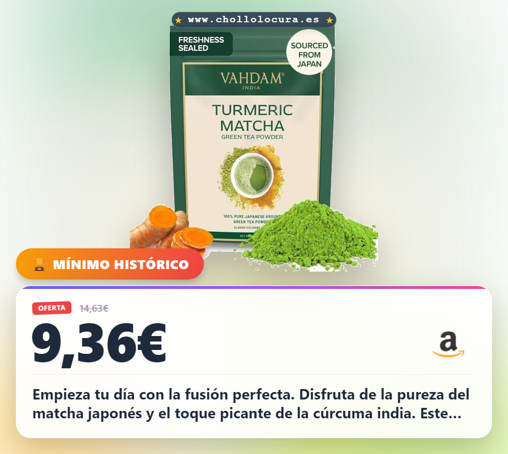 Aprovecha el Matcha con Cúrcuma japonesa 100% puro. Disfruta de este superalimento natural para tu detox y bienestar a precio de chollo.
