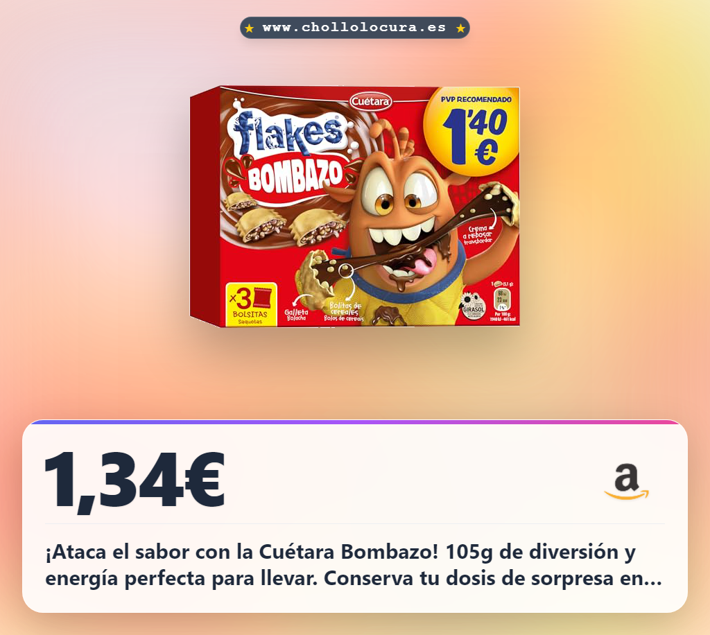 Encuentra la Cuétara Flakes Bombazo 105g. El snack divertido y sorprendente que necesitas a precio de chollo