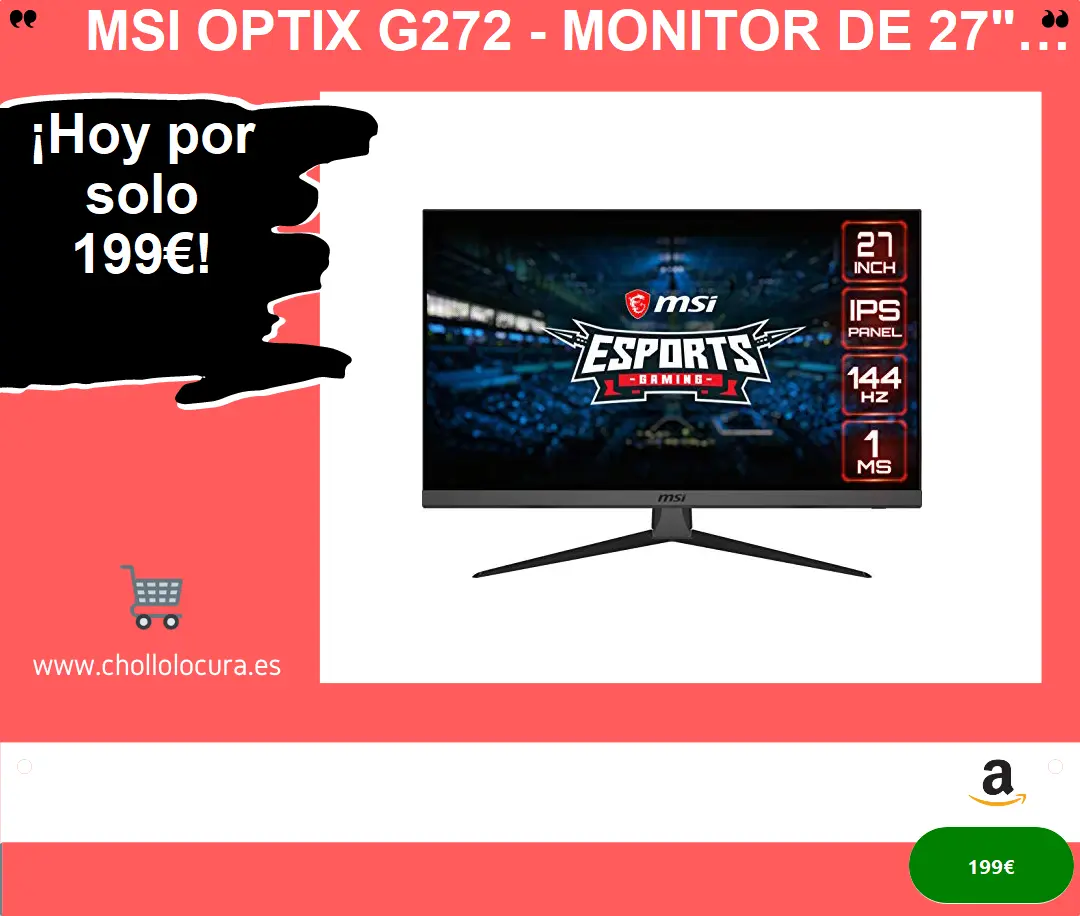 MSI Optix G272 - Monitor de 27" (69 cm) (16:9, IPS, 1920 x 1080 FHD, 1000:1)