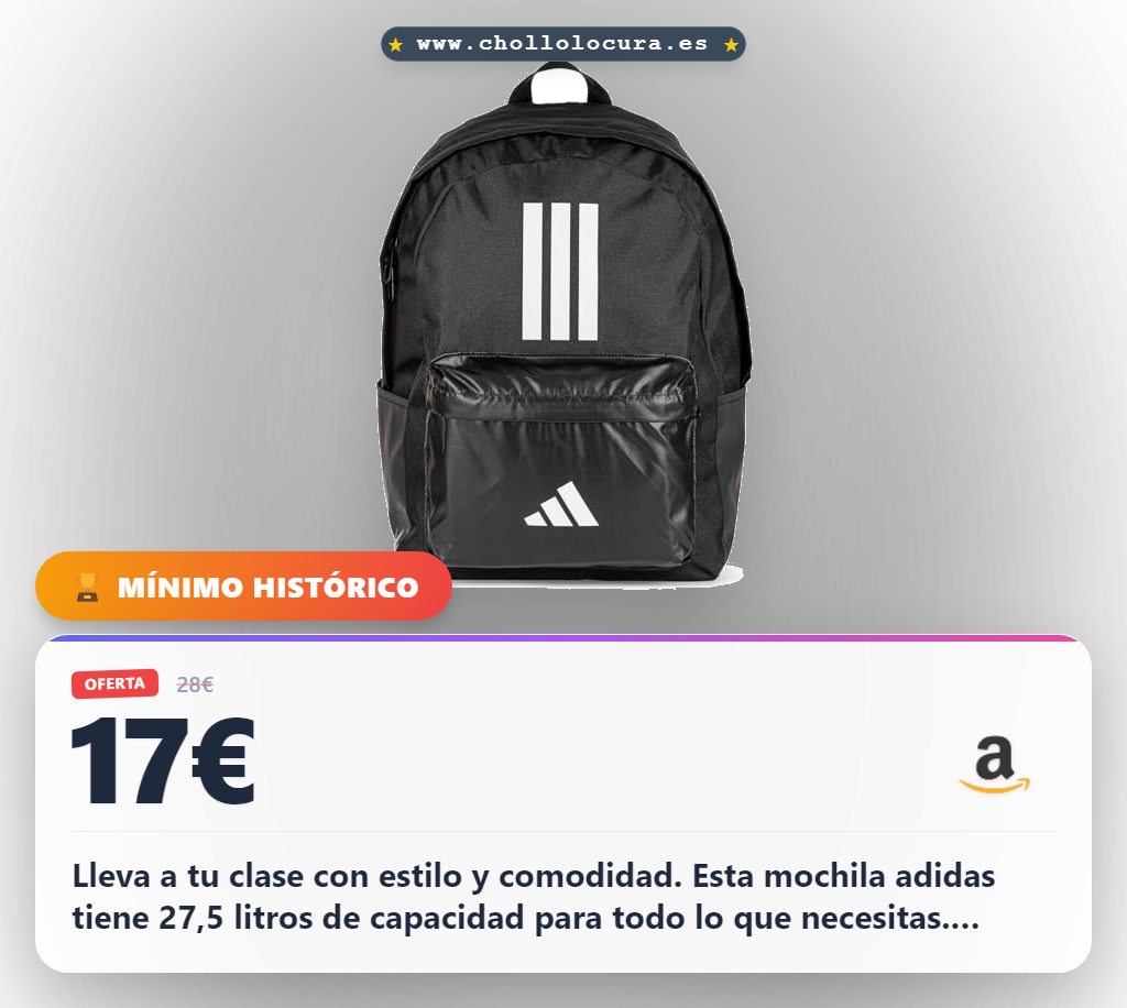 Aprovecha esta mochila adidas Back to School clásica con poliéster reciclado al mejor precio