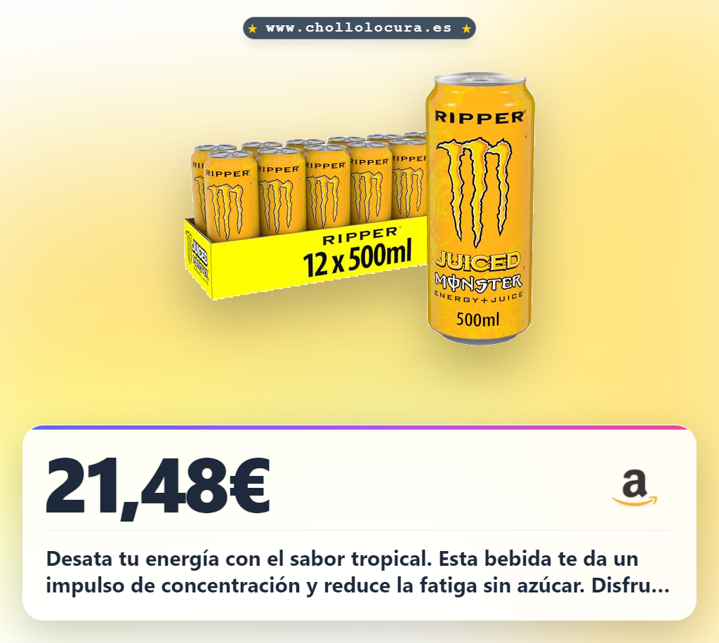 Aprovecha el pack de 12 Monster Energy Ripper zumo tropical con vitaminas y taurina al mejor precio de oferta