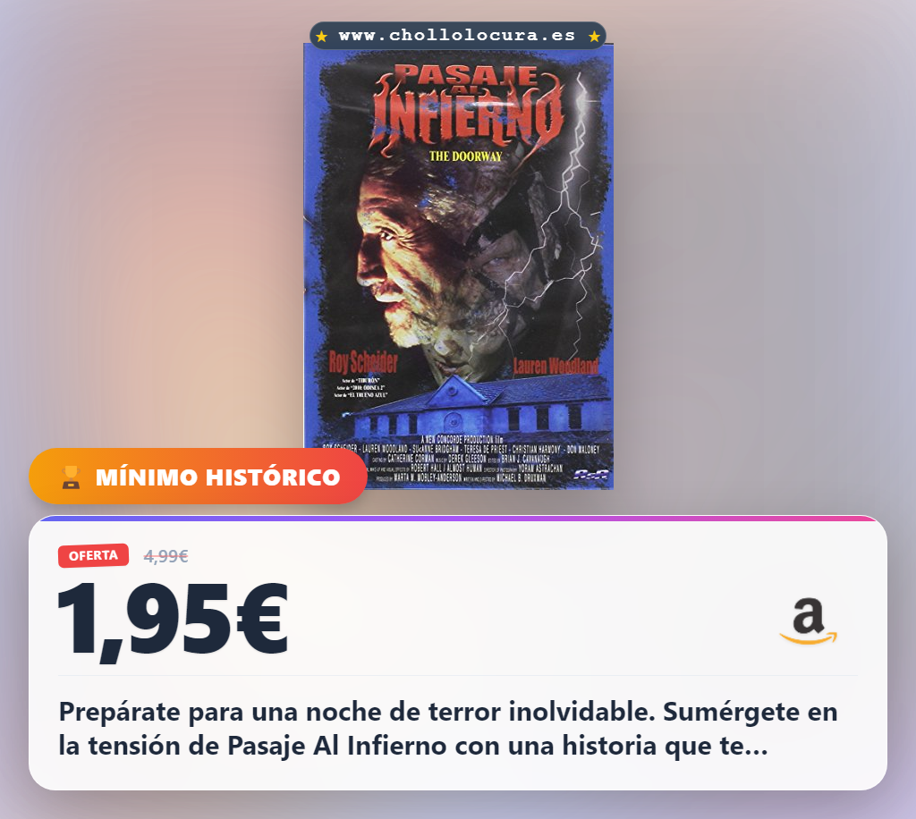Ahorra en tu compra: Pasaje Al Infierno DVD en oferta histórica al mejor precio para ti ahora mismo al chollo de la semana.