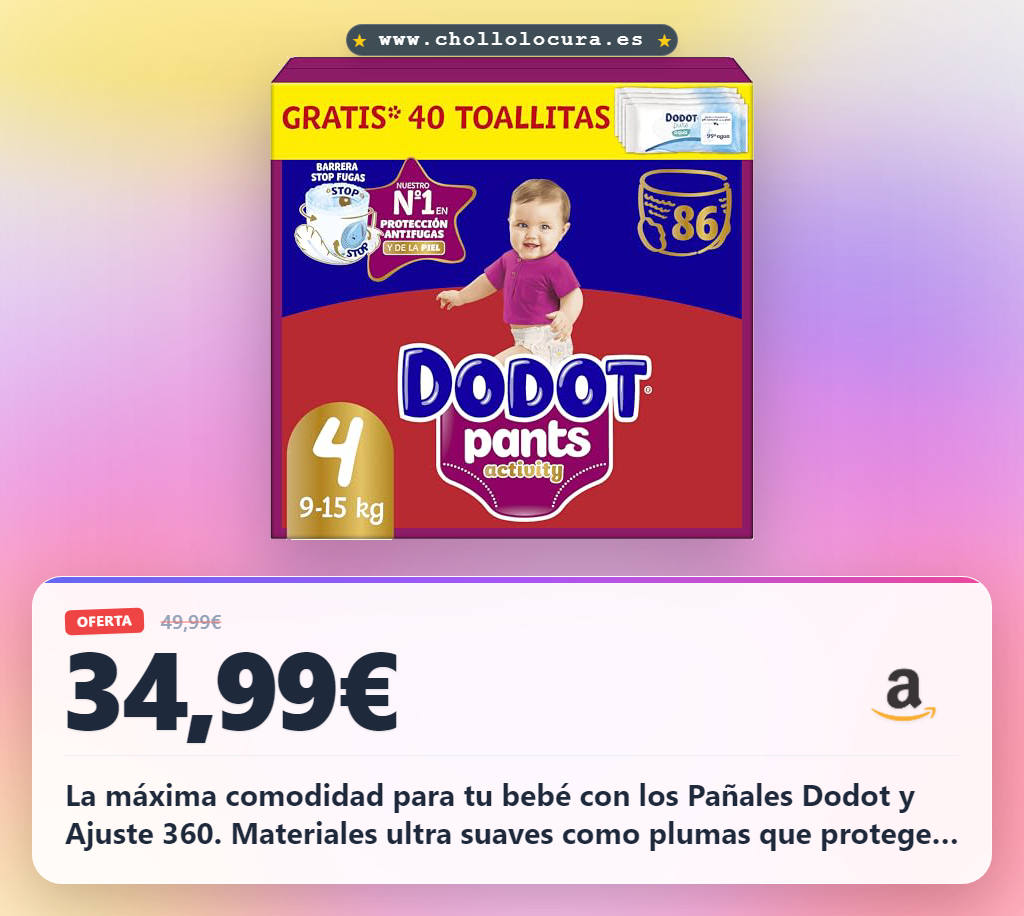 Aprovecha los Pañales Dodot Talla 4 y 86 con Ajuste 360 para máxima comodidad y prevención de fugas